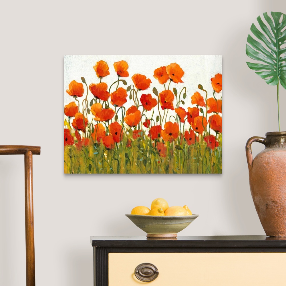A traditional room featuring Rows of Poppies I