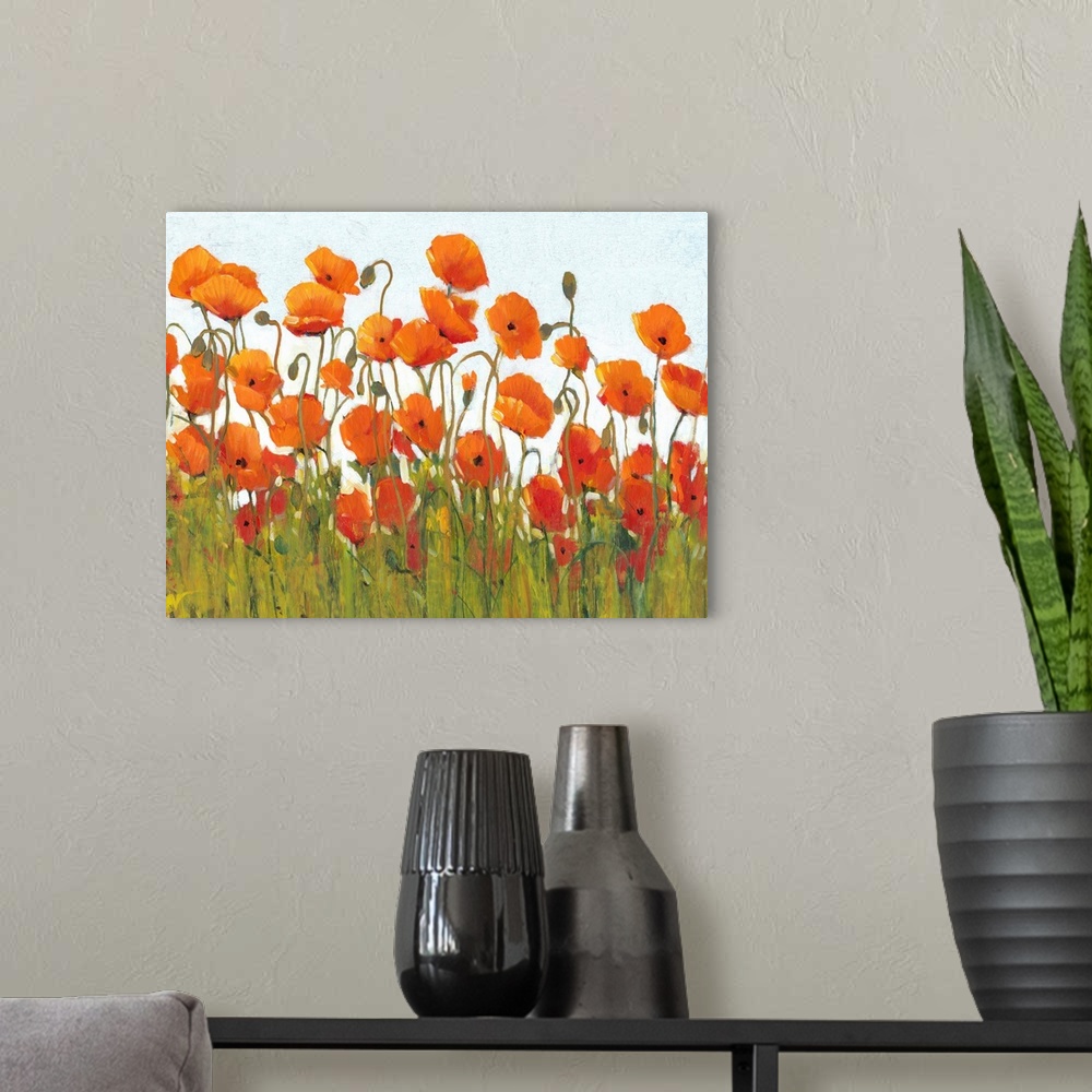 A modern room featuring Rows of Poppies II