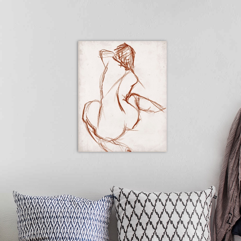 A bohemian room featuring Rust Charcoal Nude Study I