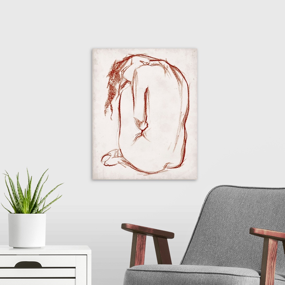 A modern room featuring Rust Charcoal Nude Study II