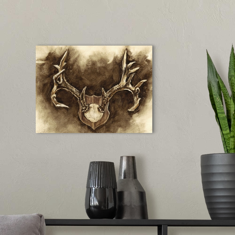 A modern room featuring Rustic Antler Mount I
