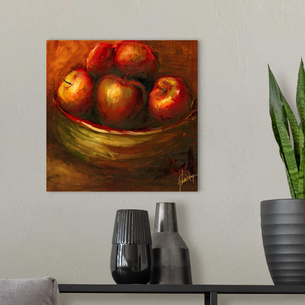 A modern room featuring Docor perfect for the home of a batch of apples painted in a large bowl.