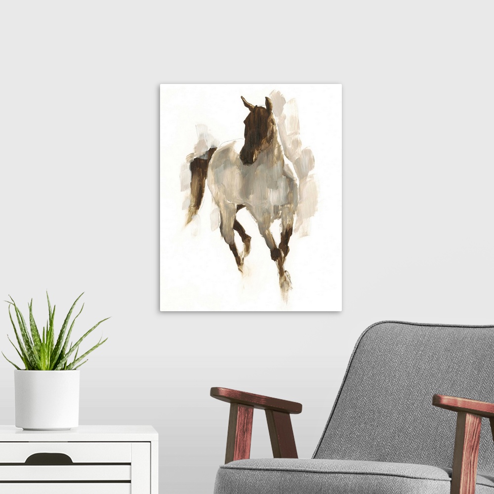 A modern room featuring Rustic Horse I