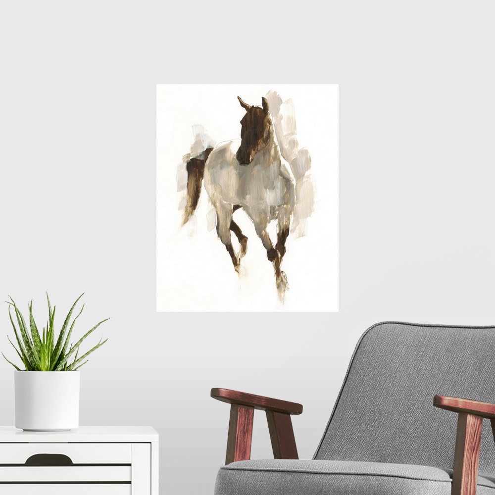 A modern room featuring Rustic Horse I