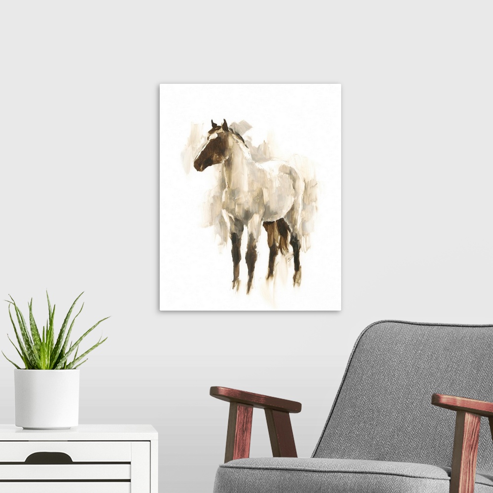 A modern room featuring Rustic Horse II