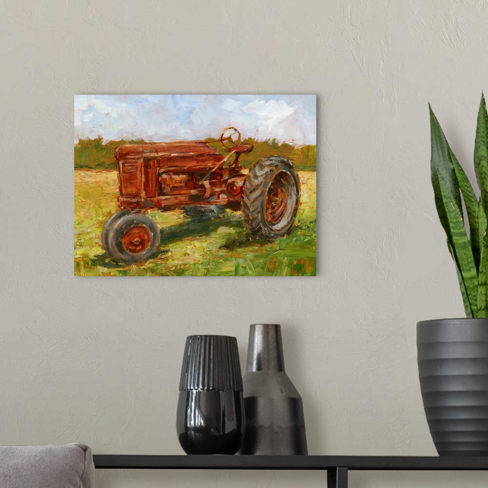 A modern room featuring Rustic Tractors II
