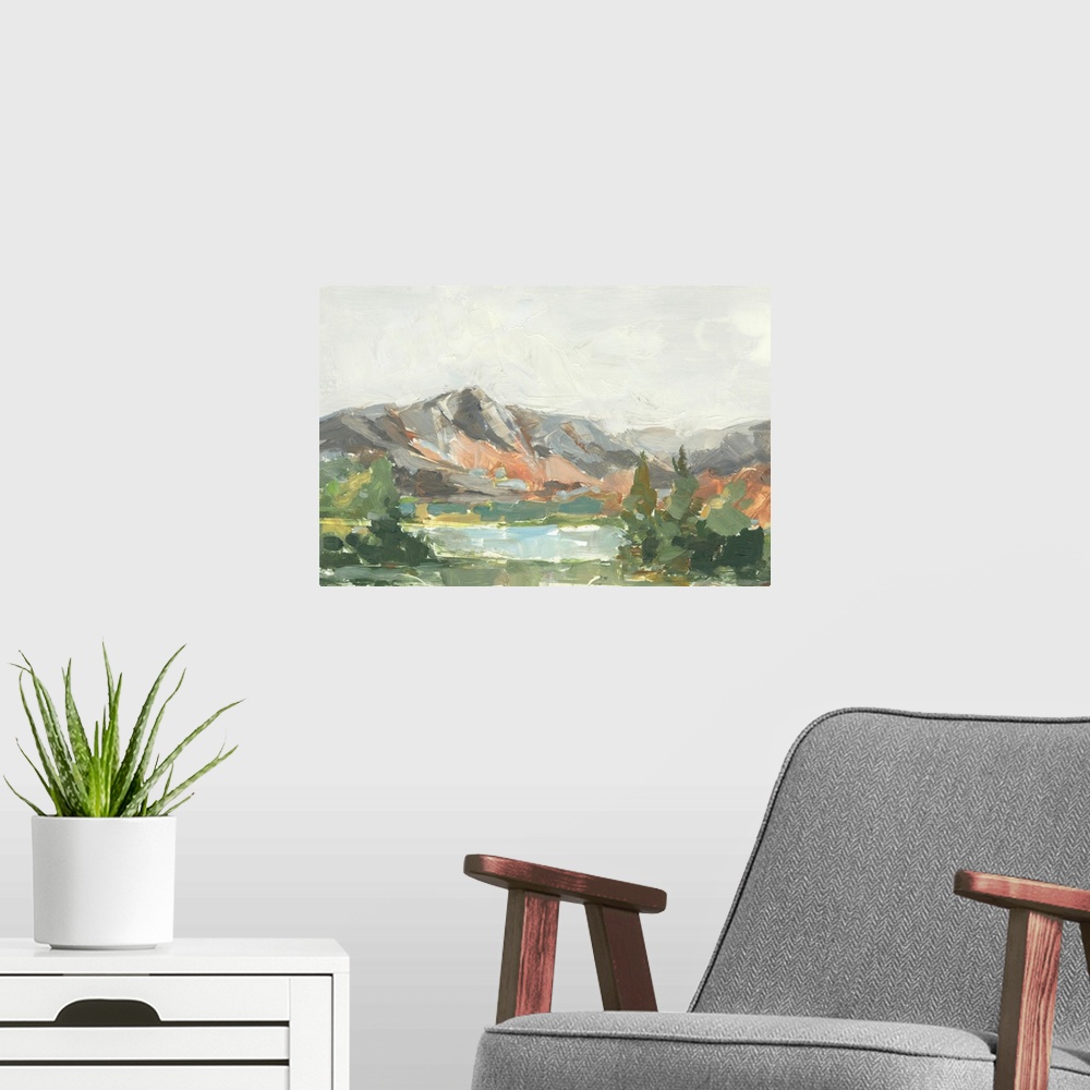 A modern room featuring Rusty Mountains I