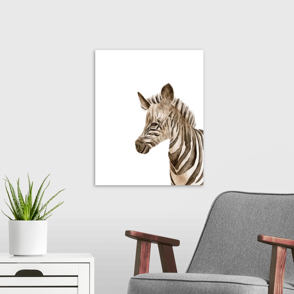 A modern room featuring Safari Animal Portraits IV