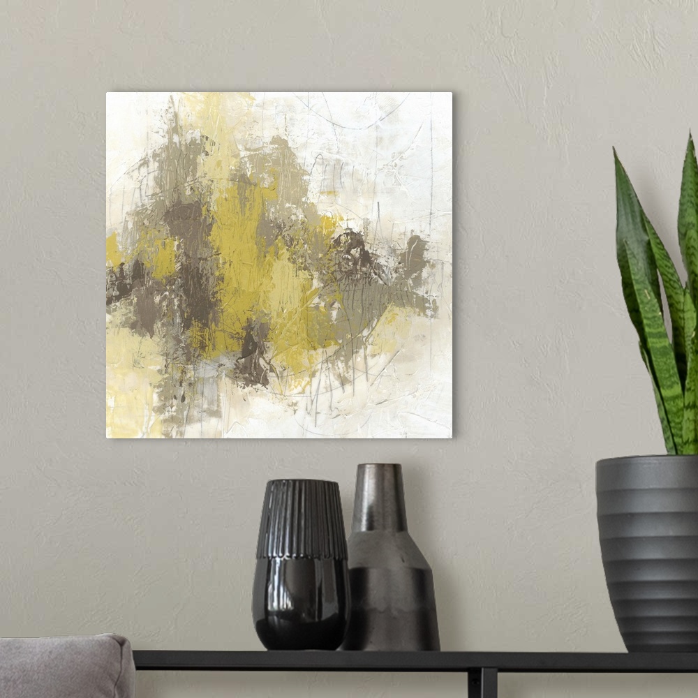 A modern room featuring Saffron Abstract II