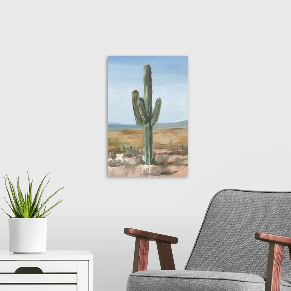 A modern room featuring Saguaro Cactus Study I