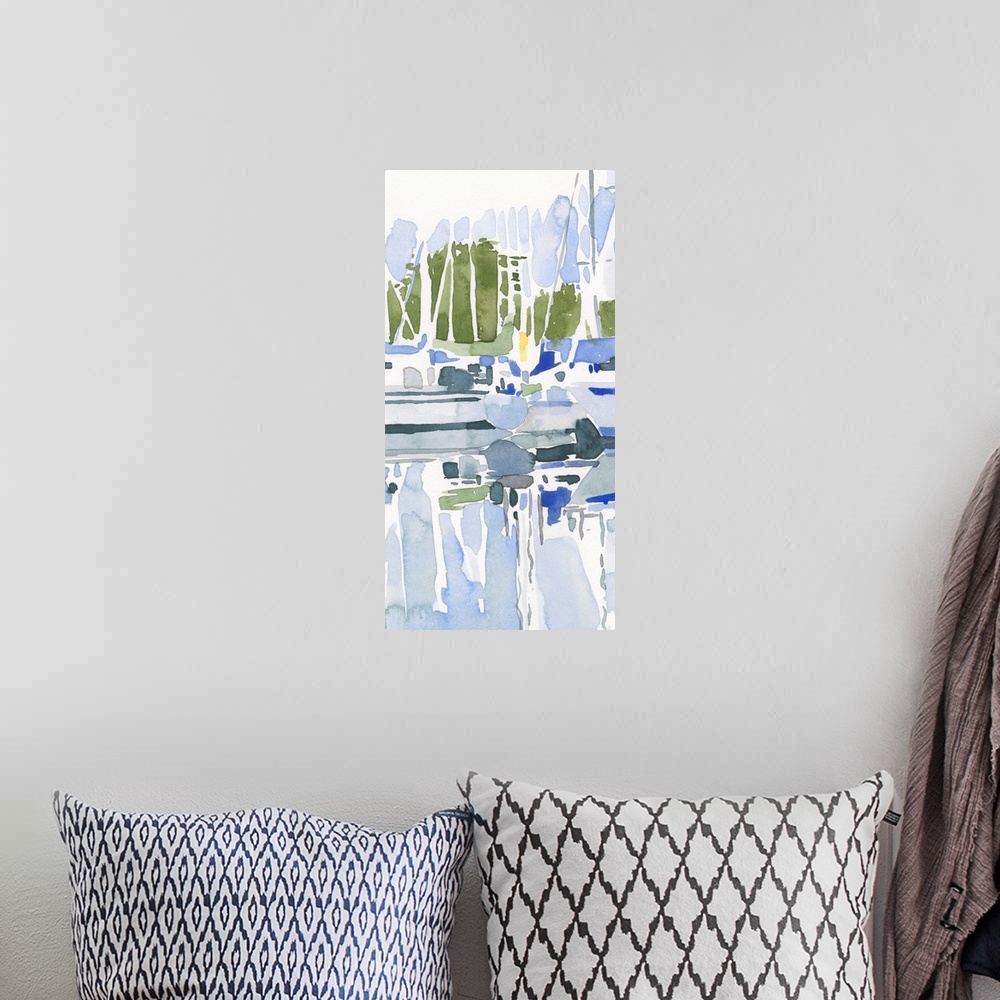 A bohemian room featuring Sailboat Reflections I