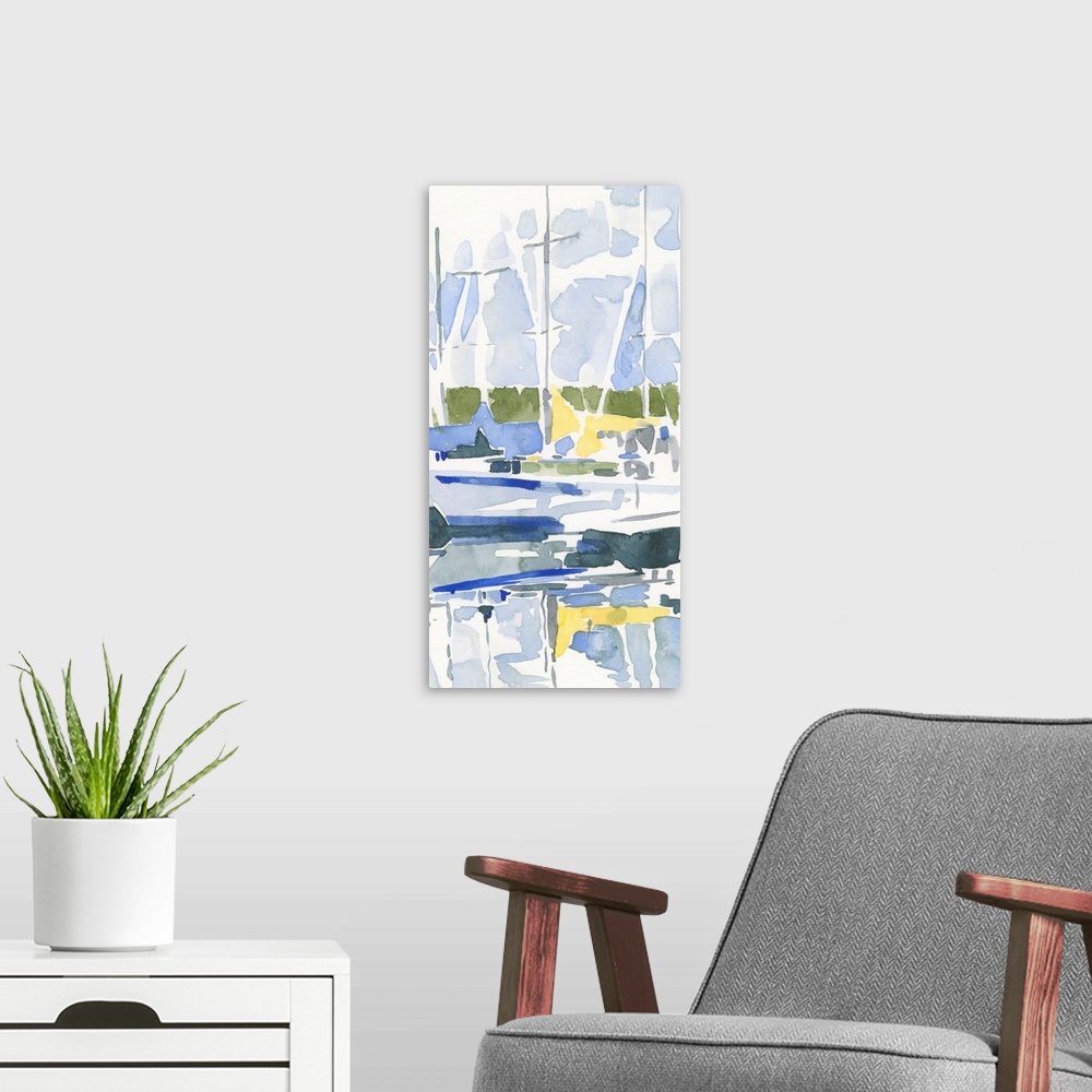 A modern room featuring Sailboat Reflections II