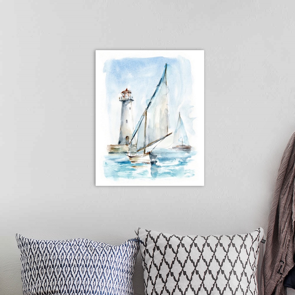 A bohemian room featuring Sailing Into The Harbor II