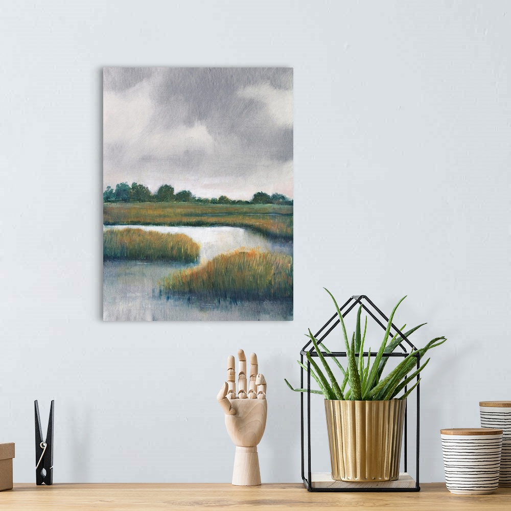 A bohemian room featuring Salt Marshes I