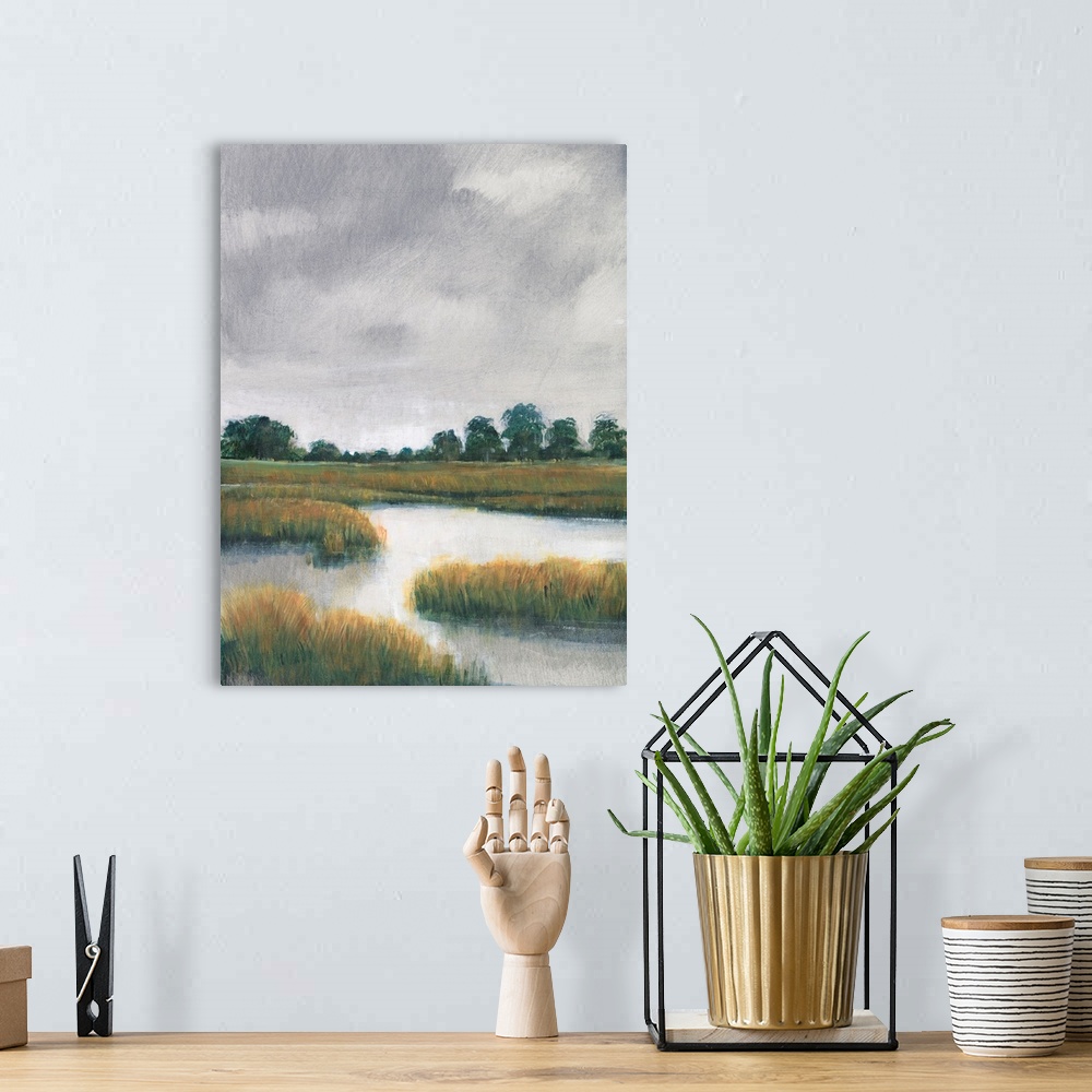 A bohemian room featuring Salt Marshes II