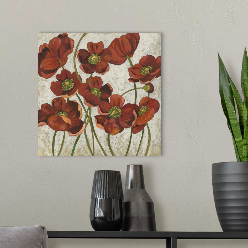 A modern room featuring Sangria Poppies II