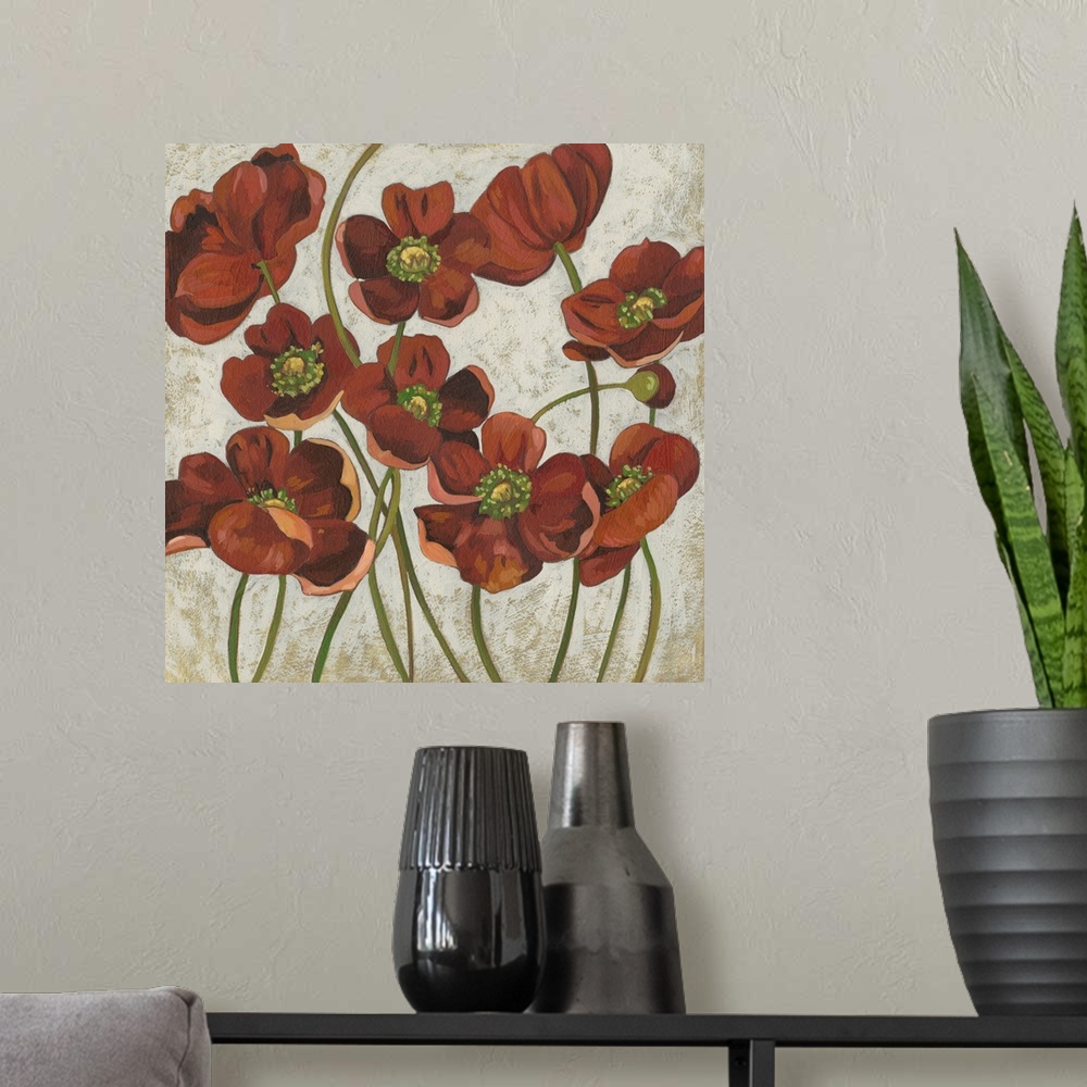A modern room featuring Sangria Poppies II