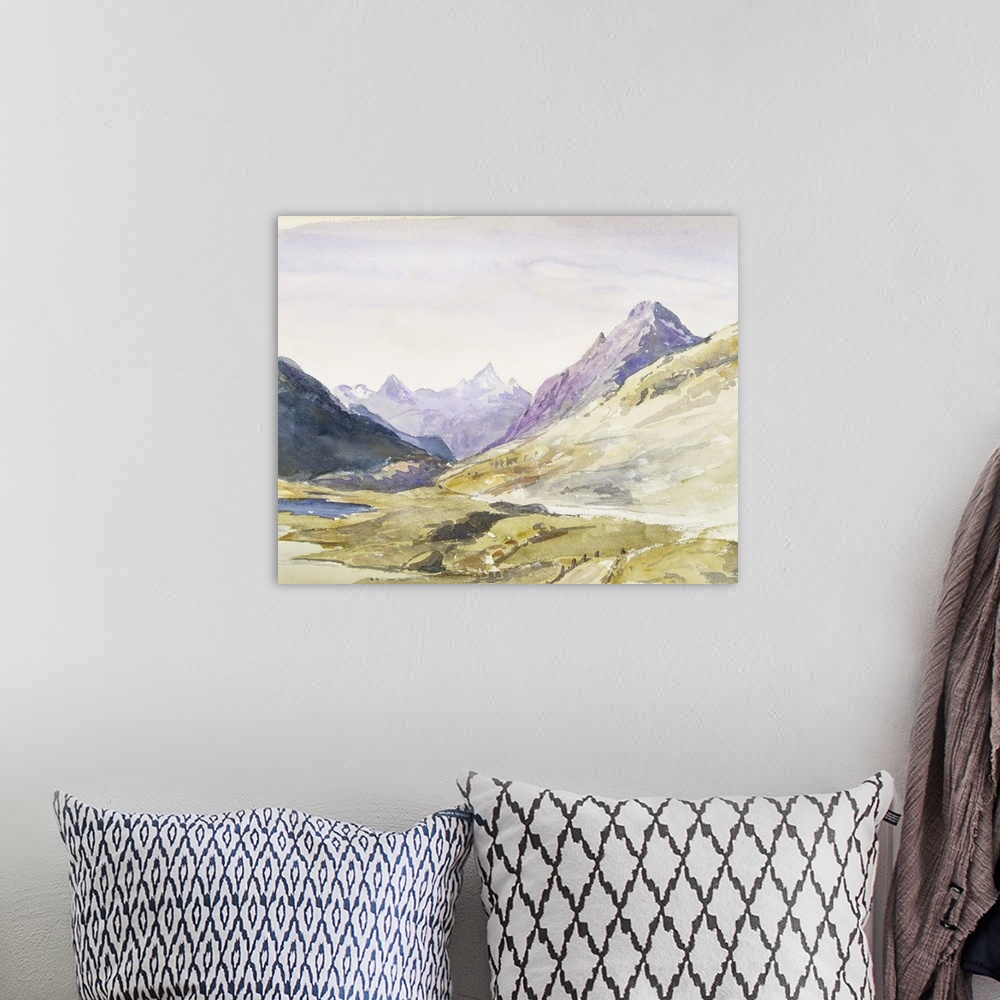 A bohemian room featuring Sargent Mountainous Landscapes VI