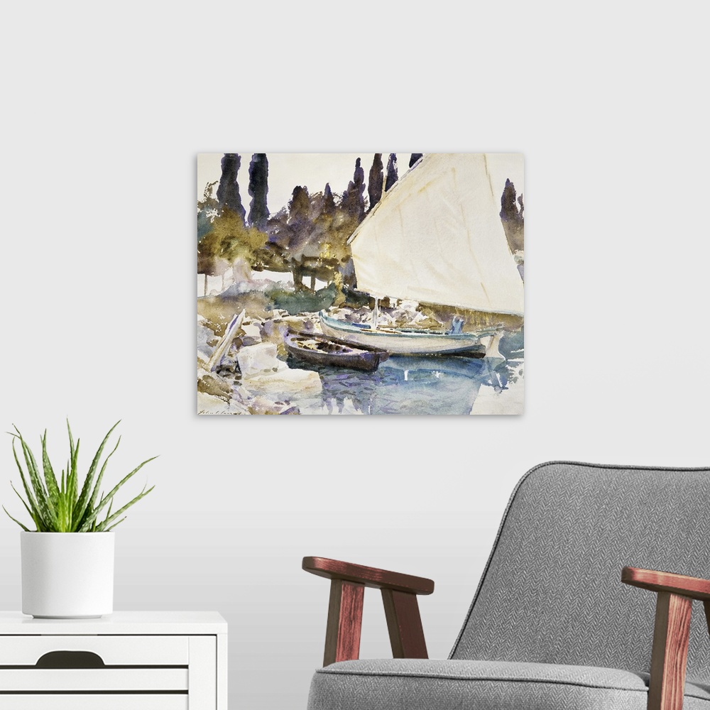 A modern room featuring Sargent Mountainous Landscapes VII