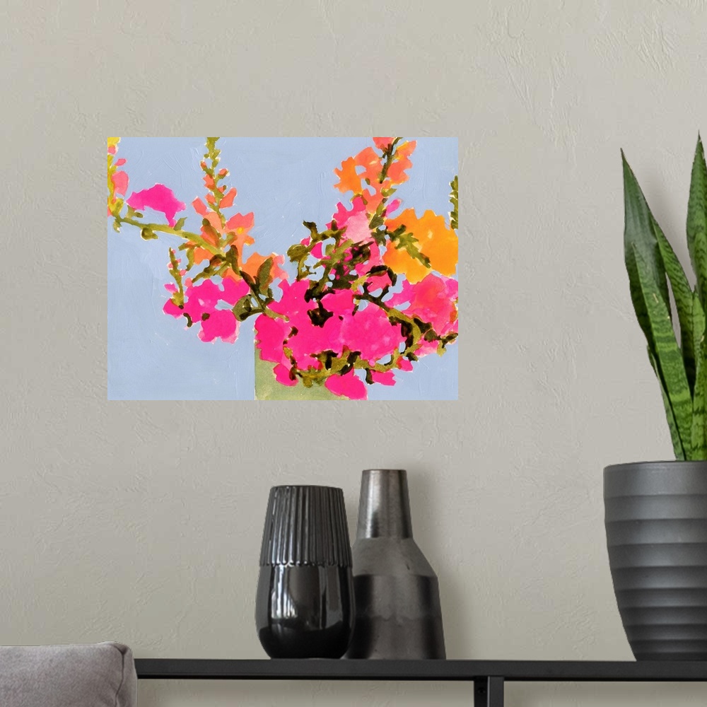 A modern room featuring Saturated Spring Blooms II