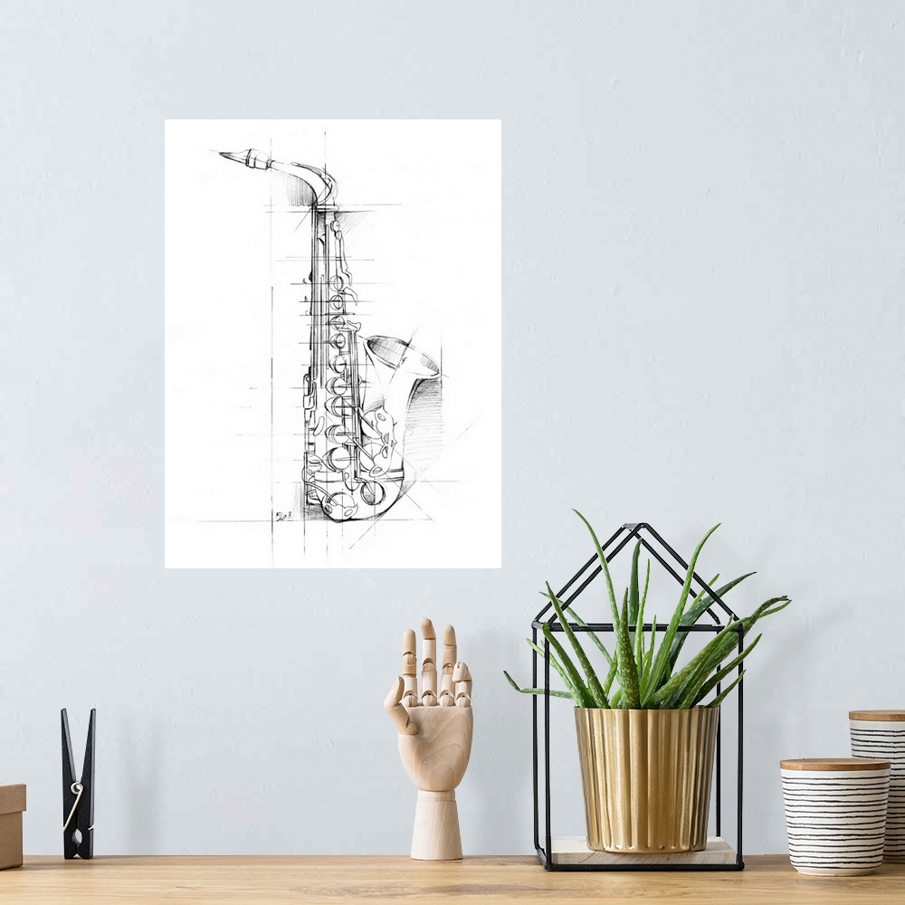 A bohemian room featuring Saxophone Sketch