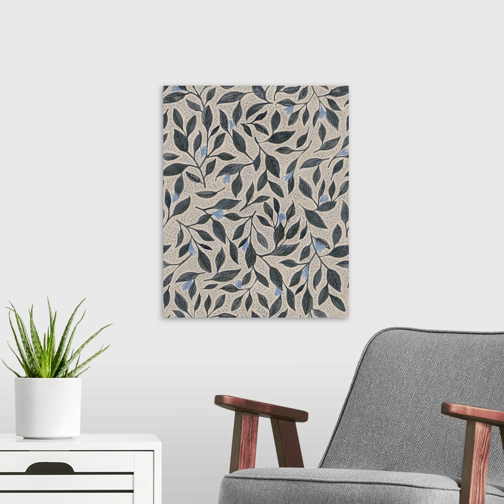 A modern room featuring Scattered Leaves II
