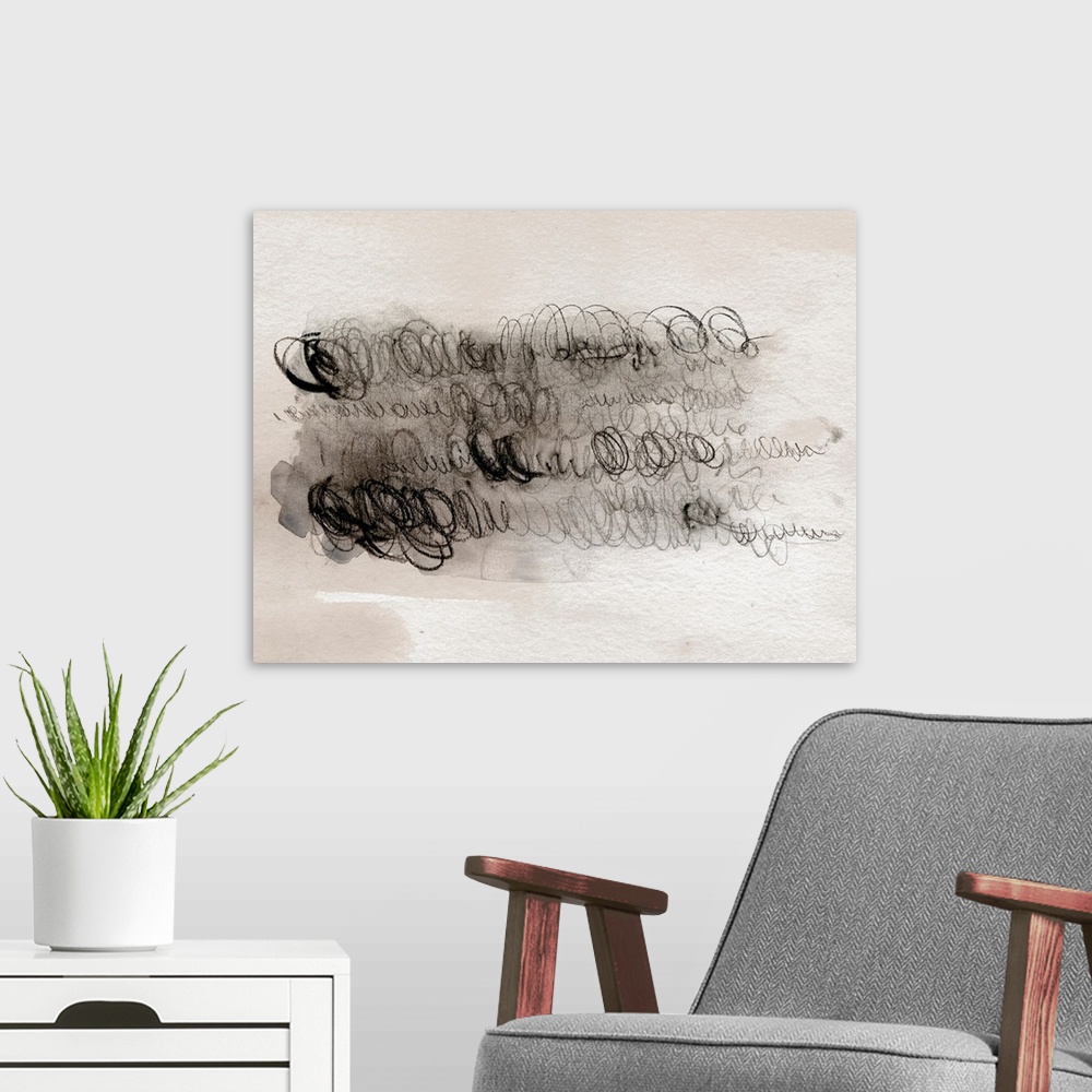 A modern room featuring Scribble Abstracts I