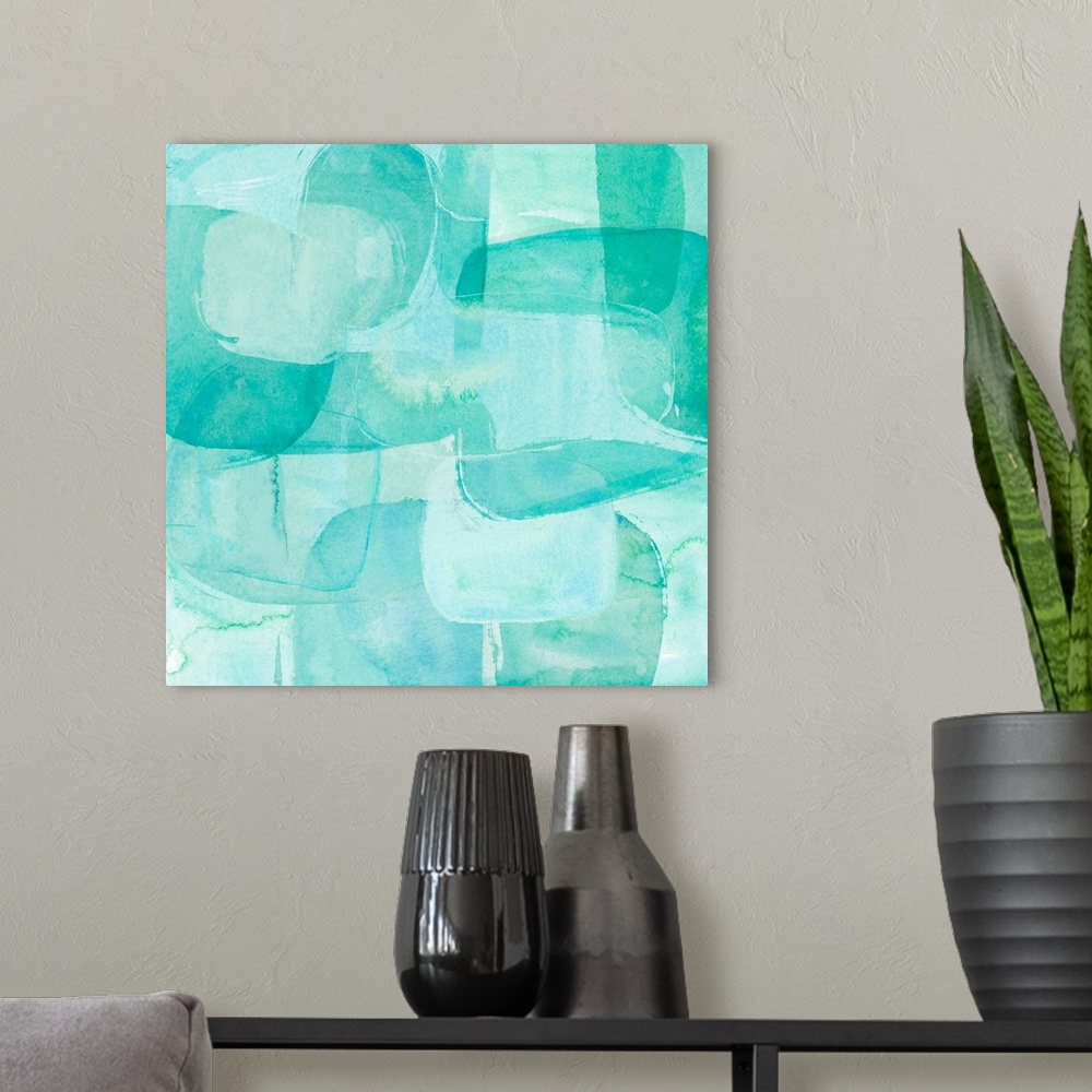 A modern room featuring Sea Glass Reflection I