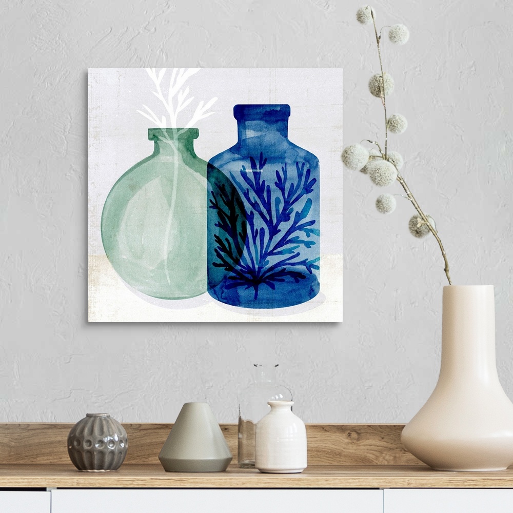 A farmhouse room featuring Sea Glass Vase II