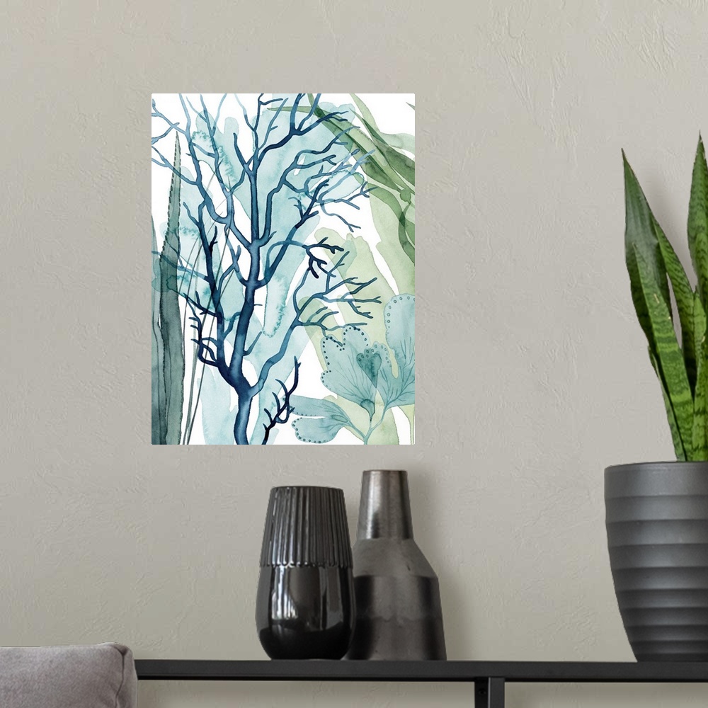 A modern room featuring Sea Leaves I