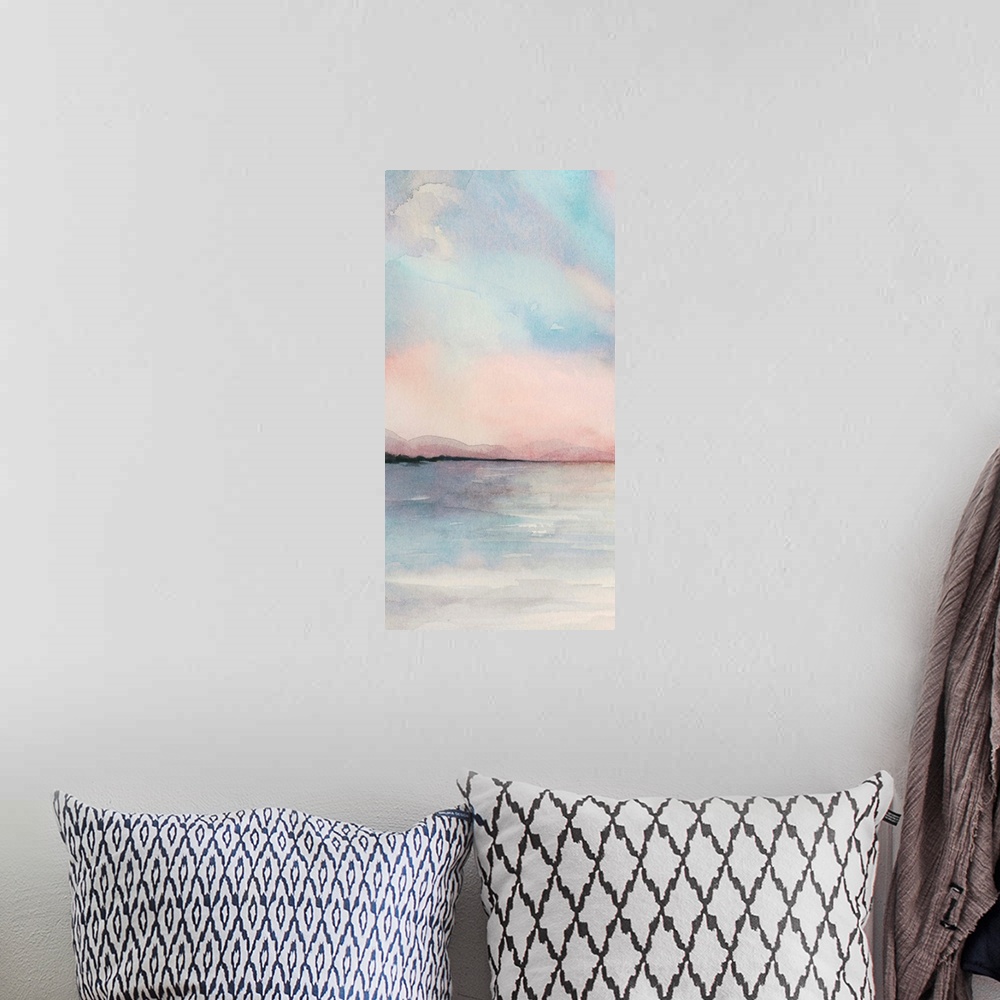 A bohemian room featuring Sea Sunset Triptych I