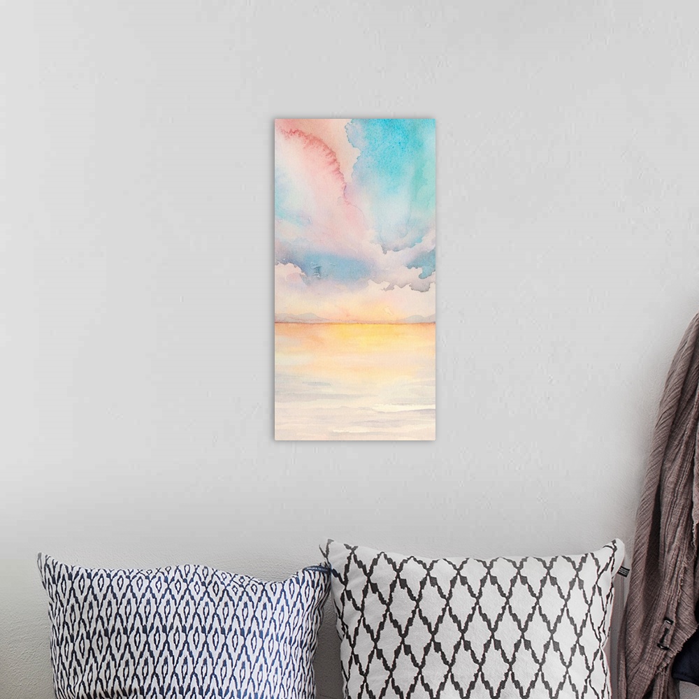 A bohemian room featuring Sea Sunset Triptych II