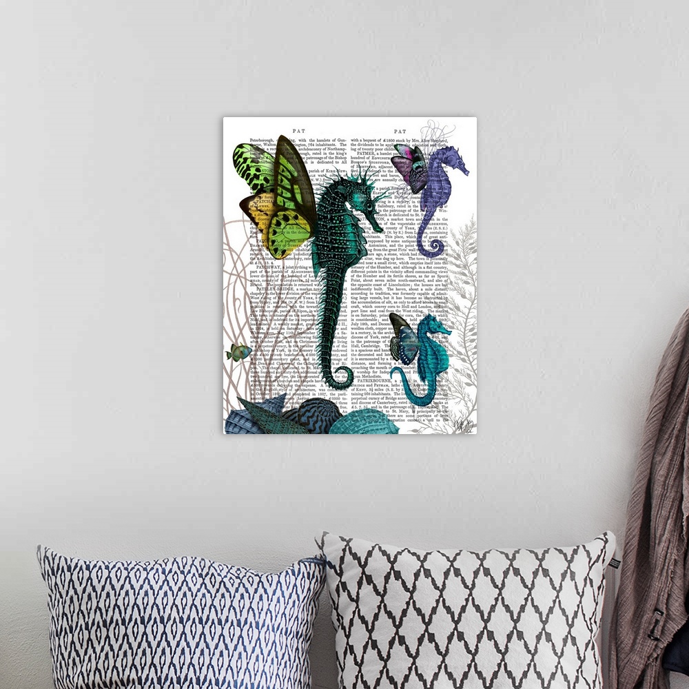 A bohemian room featuring Seahorse Trio With Wings