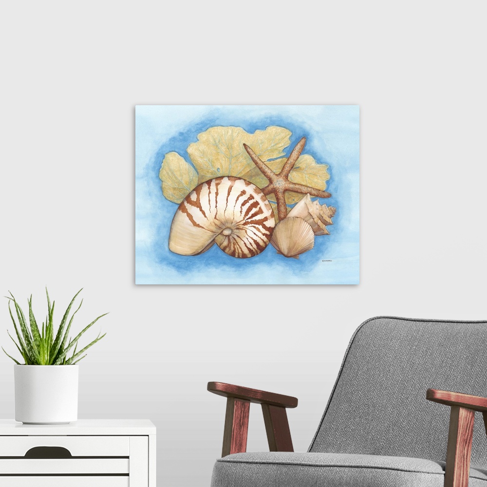 A modern room featuring Seashells and Seafan I