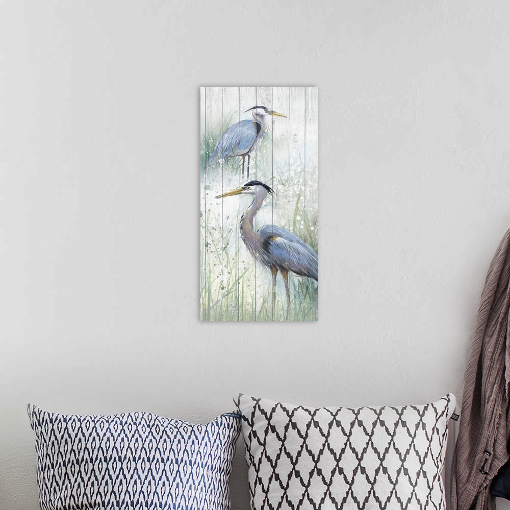 A bohemian room featuring Seaside Heron Pair II