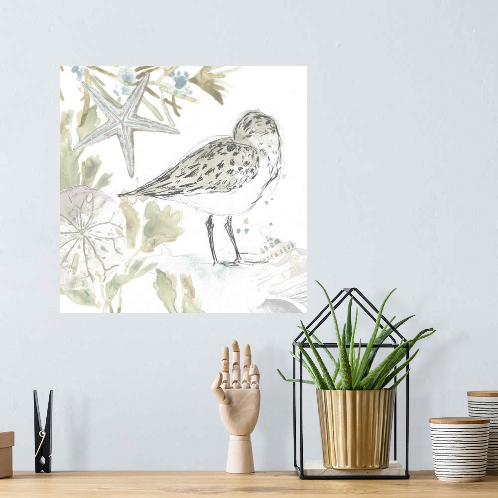 A bohemian room featuring Seaside Sandpipers I