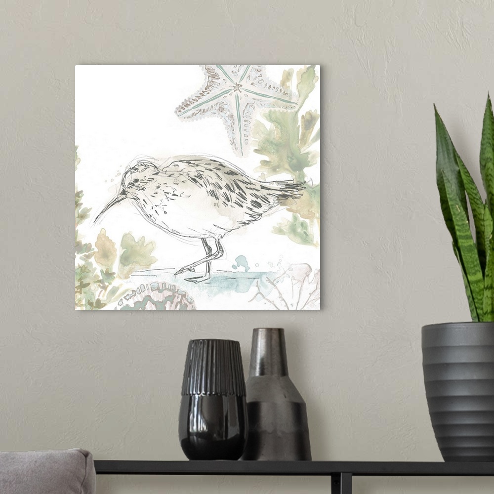 A modern room featuring Seaside Sandpipers II