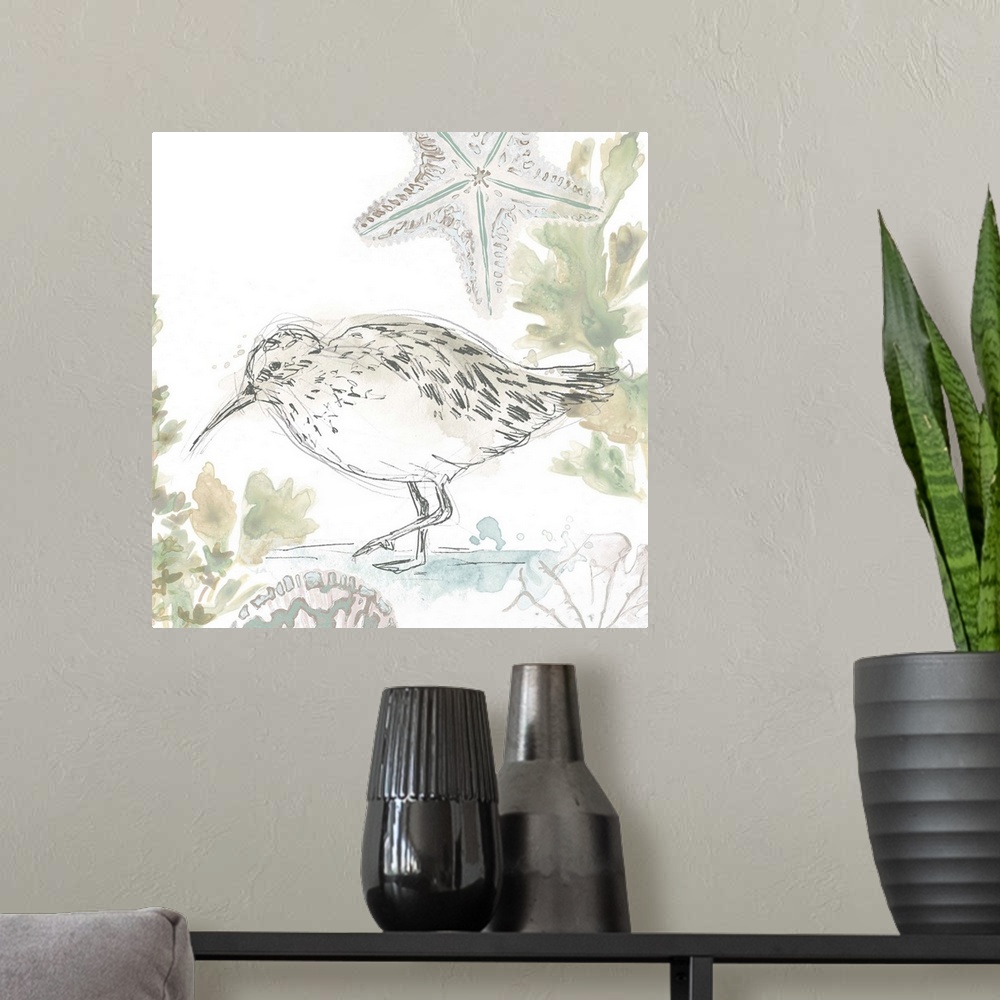 A modern room featuring Seaside Sandpipers II