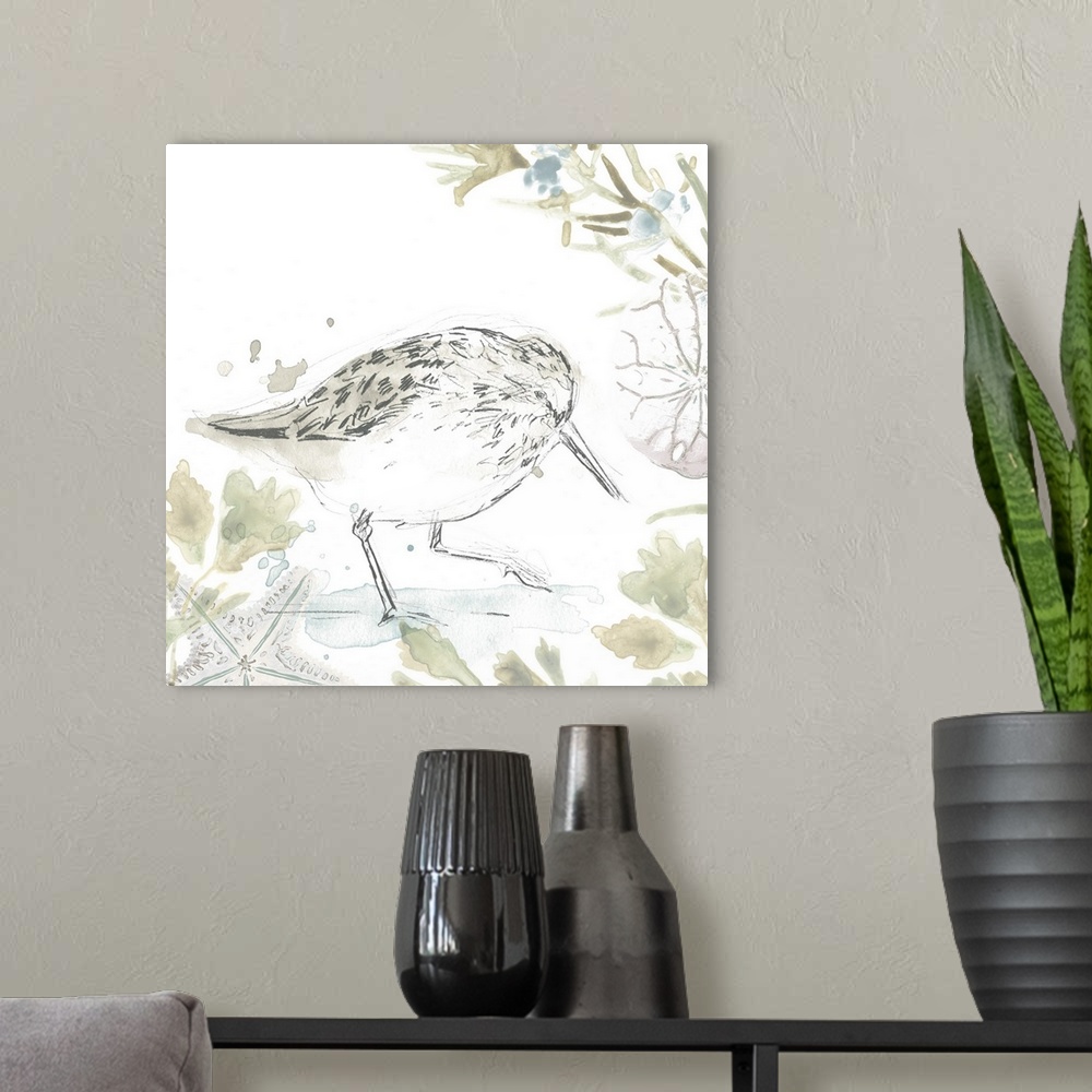 A modern room featuring Seaside Sandpipers III