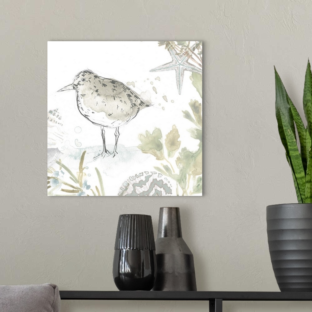 A modern room featuring Seaside Sandpipers IV