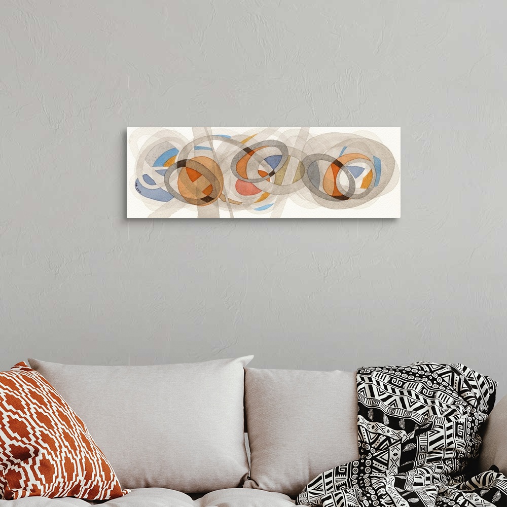 A bohemian room featuring Sepia and Orange Circles