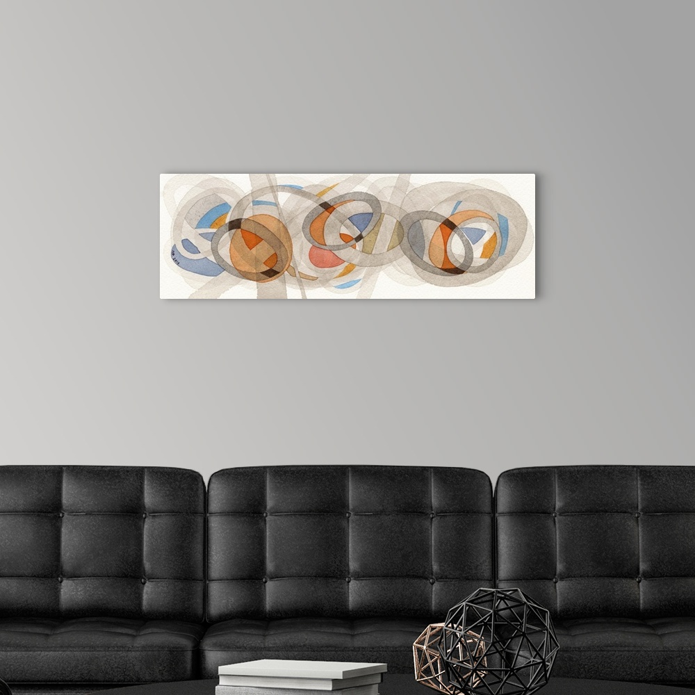 A modern room featuring Sepia and Orange Circles