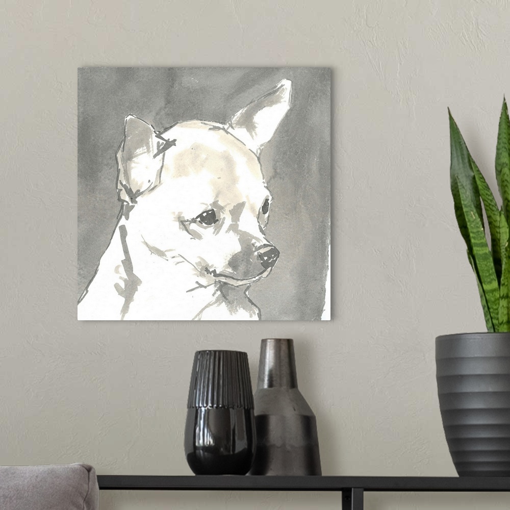 A modern room featuring Sepia Modern Dog III