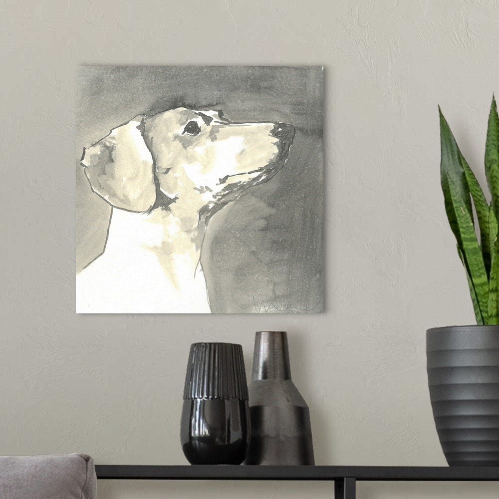 A modern room featuring Sepia Modern Dog IV