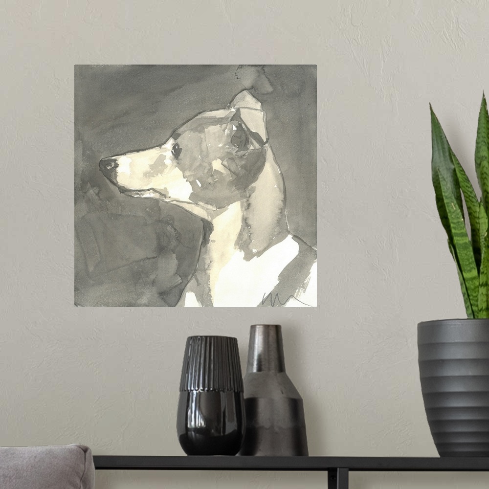 A modern room featuring Sepia Modern Dog VII