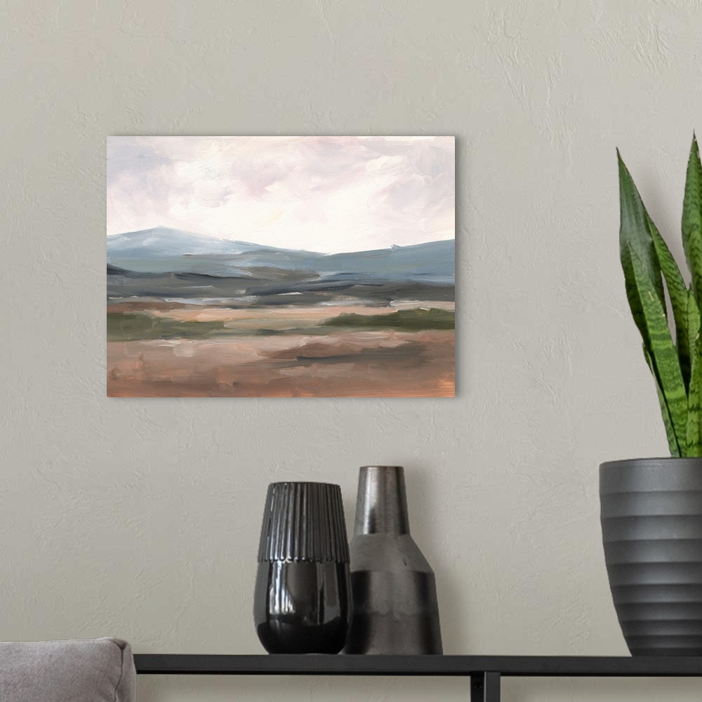 A modern room featuring Serene Mountain Study I