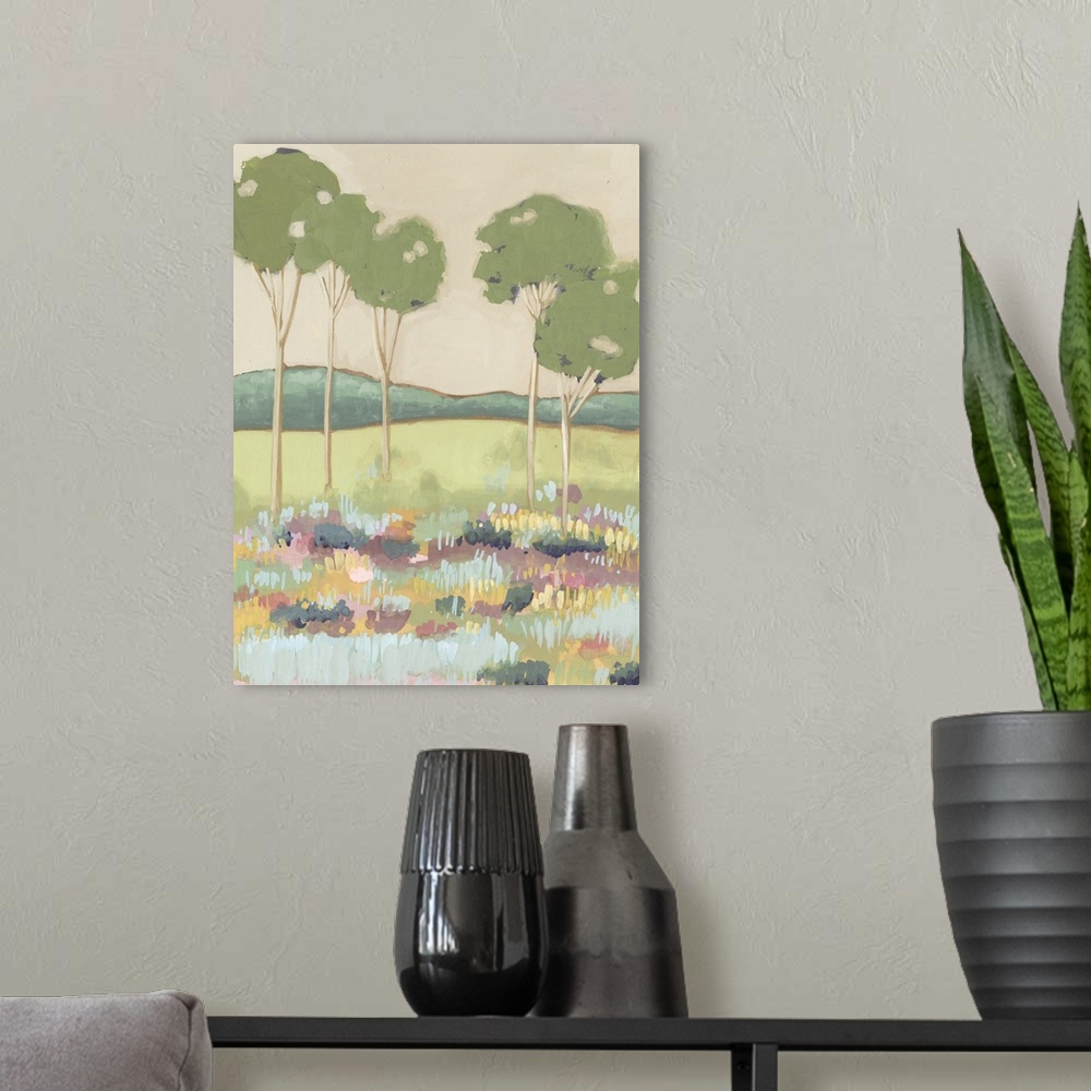 A modern room featuring Shades of Trees II