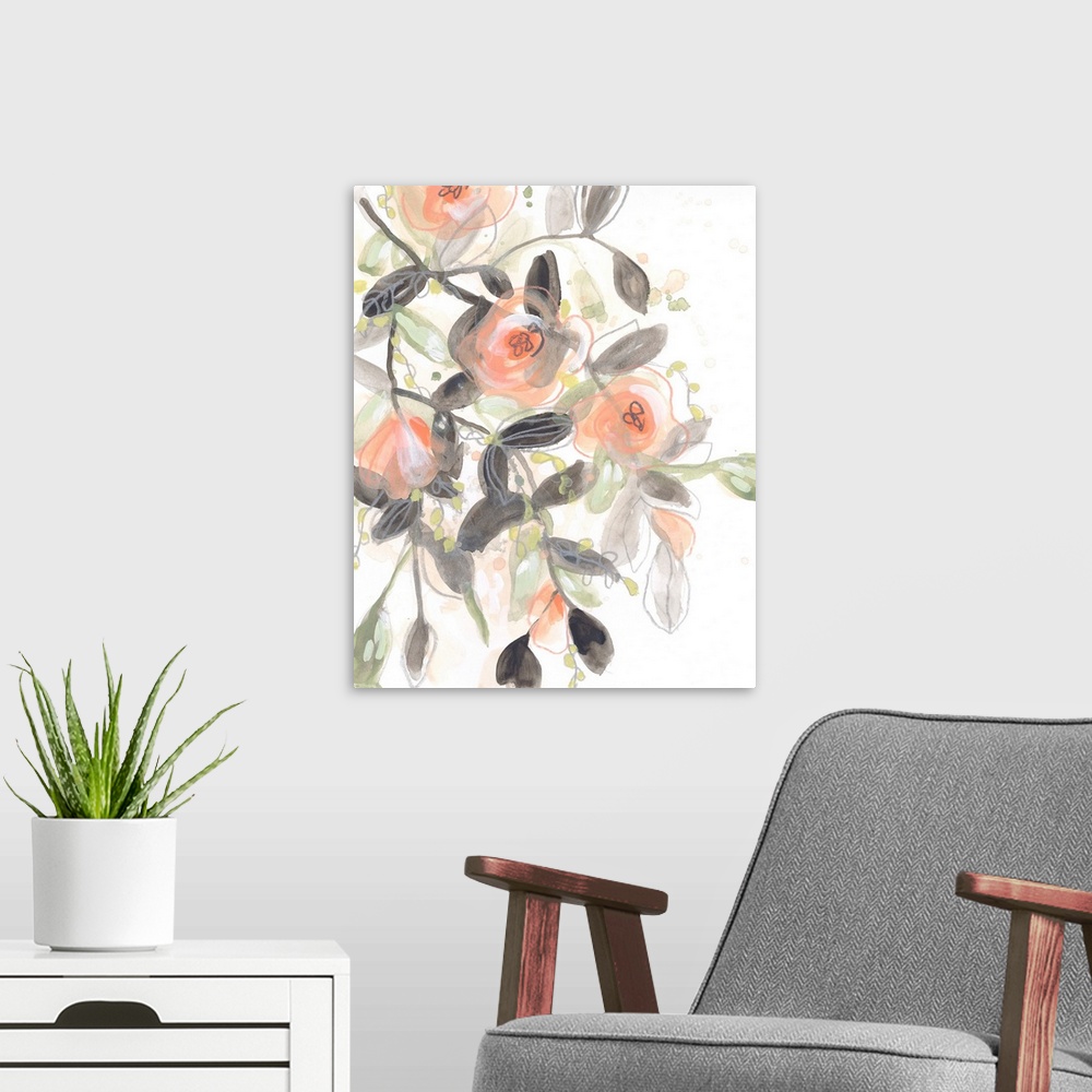 A modern room featuring Sheer Blossoms II