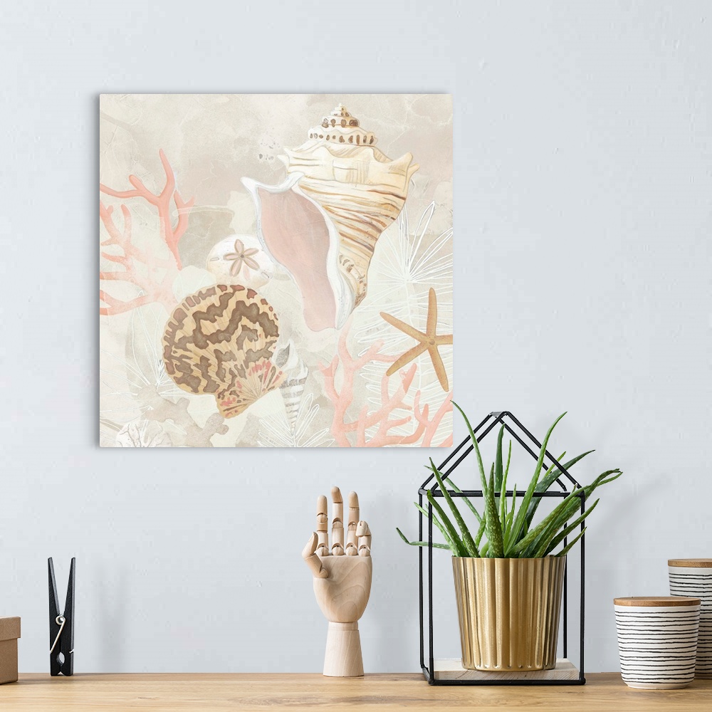 A bohemian room featuring Shell Collector Fresco I
