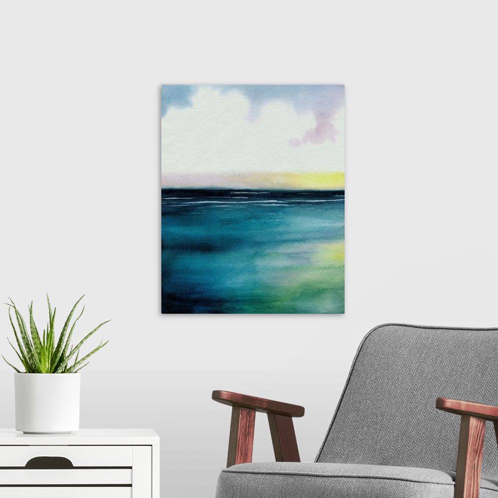 A modern room featuring Sherbet Sunset Diptych I